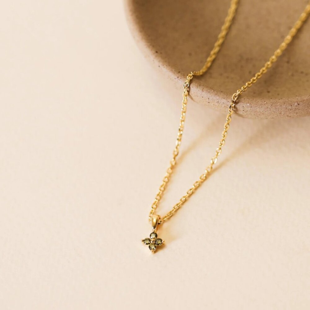 JaxKelly *Waterproof* Four Stone Pendant Gold Necklace